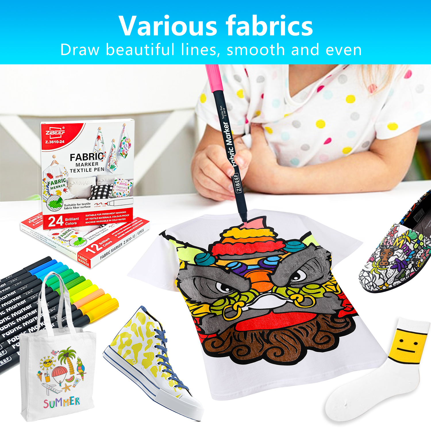 12/24 Color Fabric Markers-Fin - Correction Pen Fine recension och pris