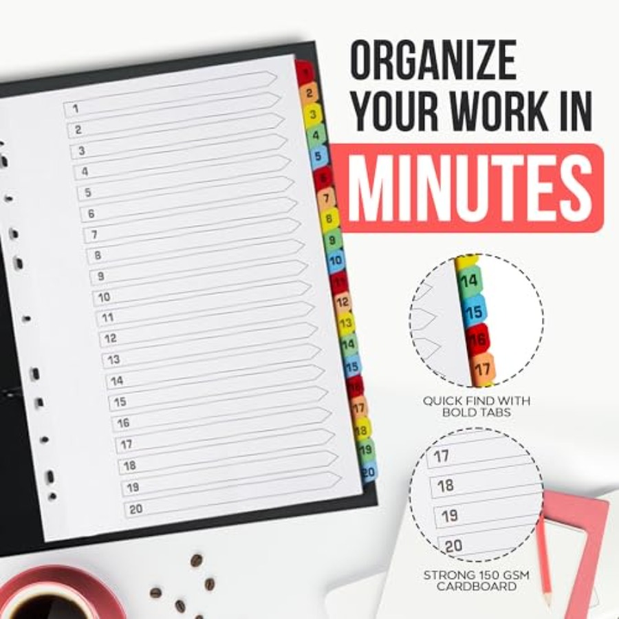 Binder Dividers with Tabs -20  - Tab Divider A4 recension och pris