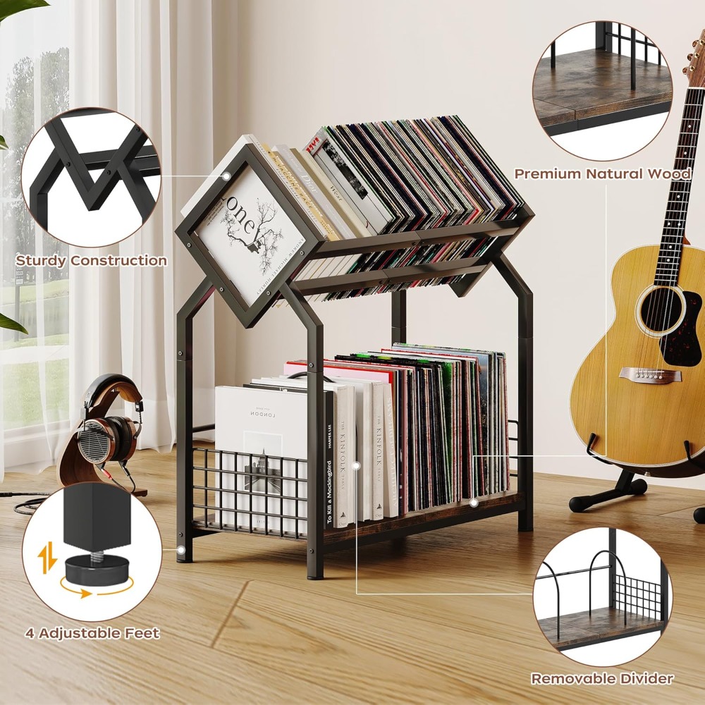 2-Tier Vinyl Record Storage Ho - Magazine Holder Rack recension och pris
