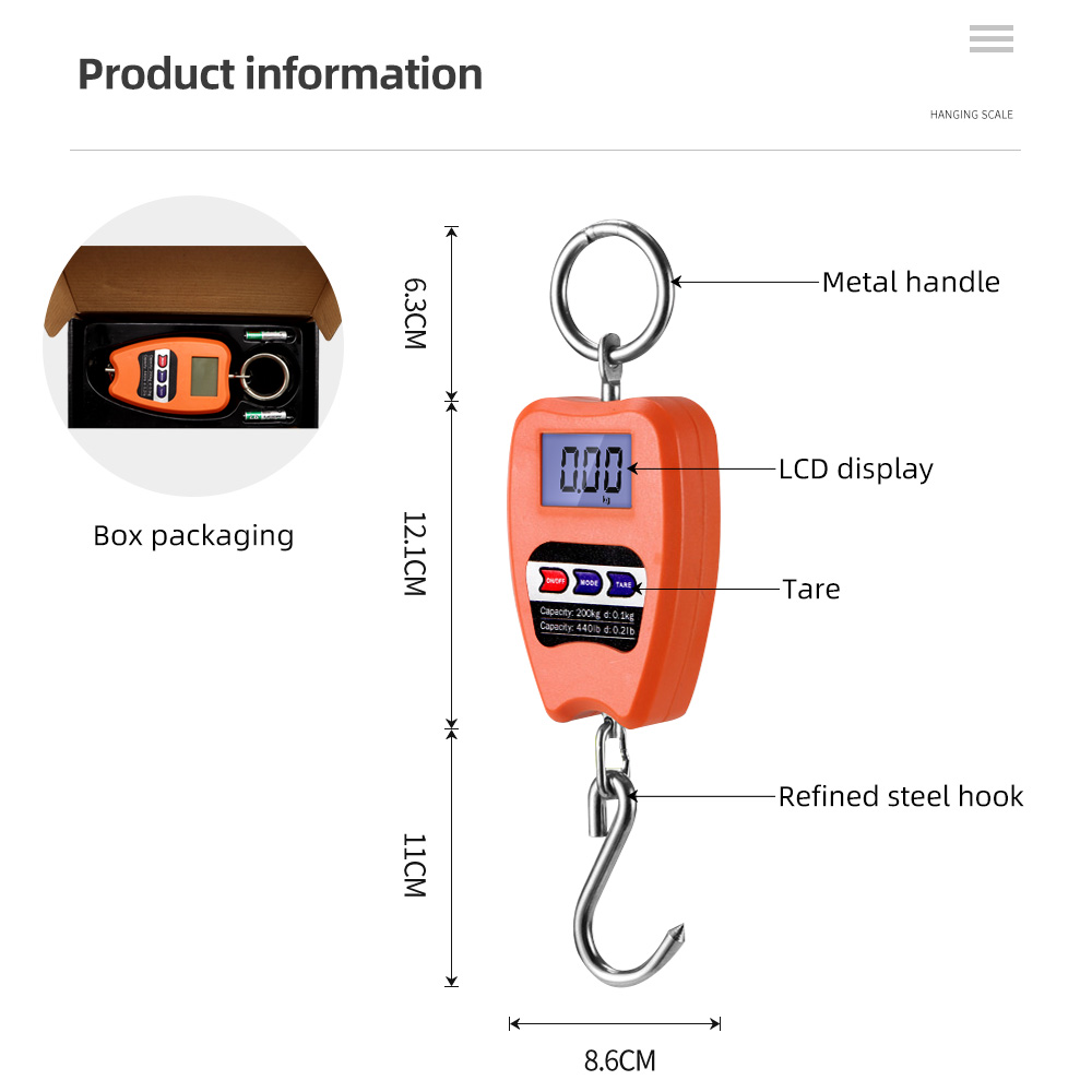 200kg/440lb Crane Scale Digita - Tape Dispenser Weighted recension och pris