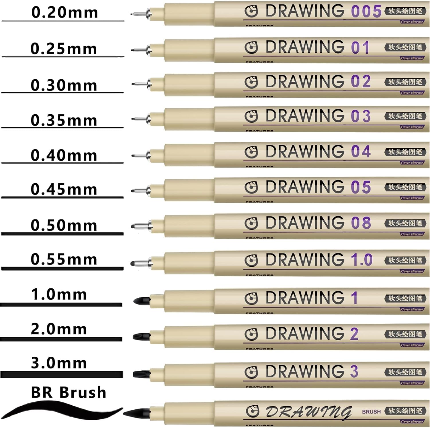 12 Black Fine Line Drawing Pen - Archive Box Set recension och pris