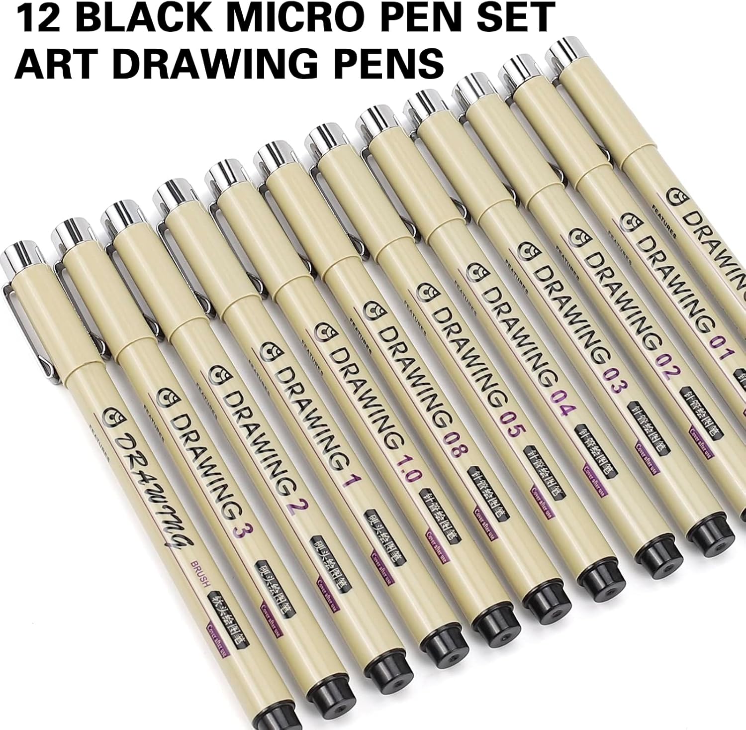 12 Black Fine Line Drawing Pen - Archive Box Set recension och pris