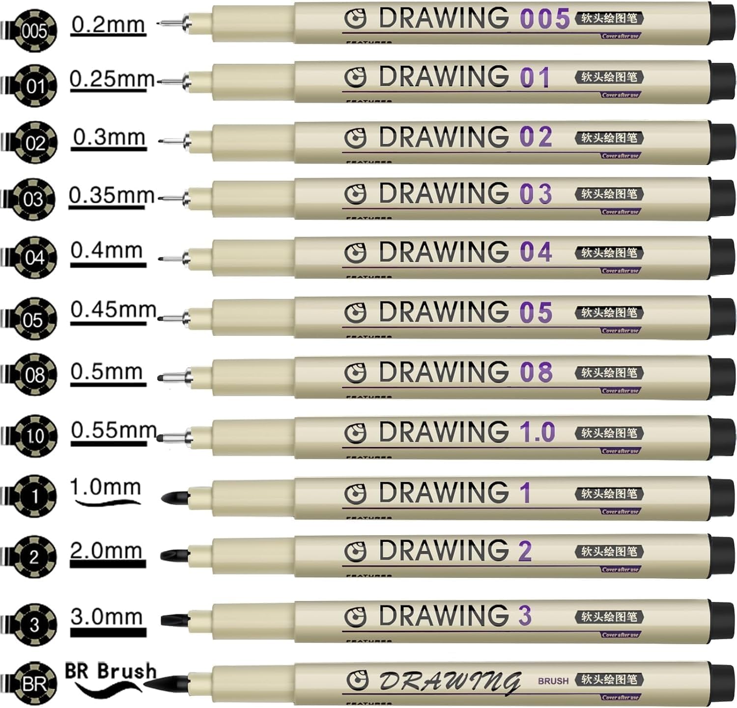 12 Black Micro Fineliner Drawi - Archive Box Set recension och pris
