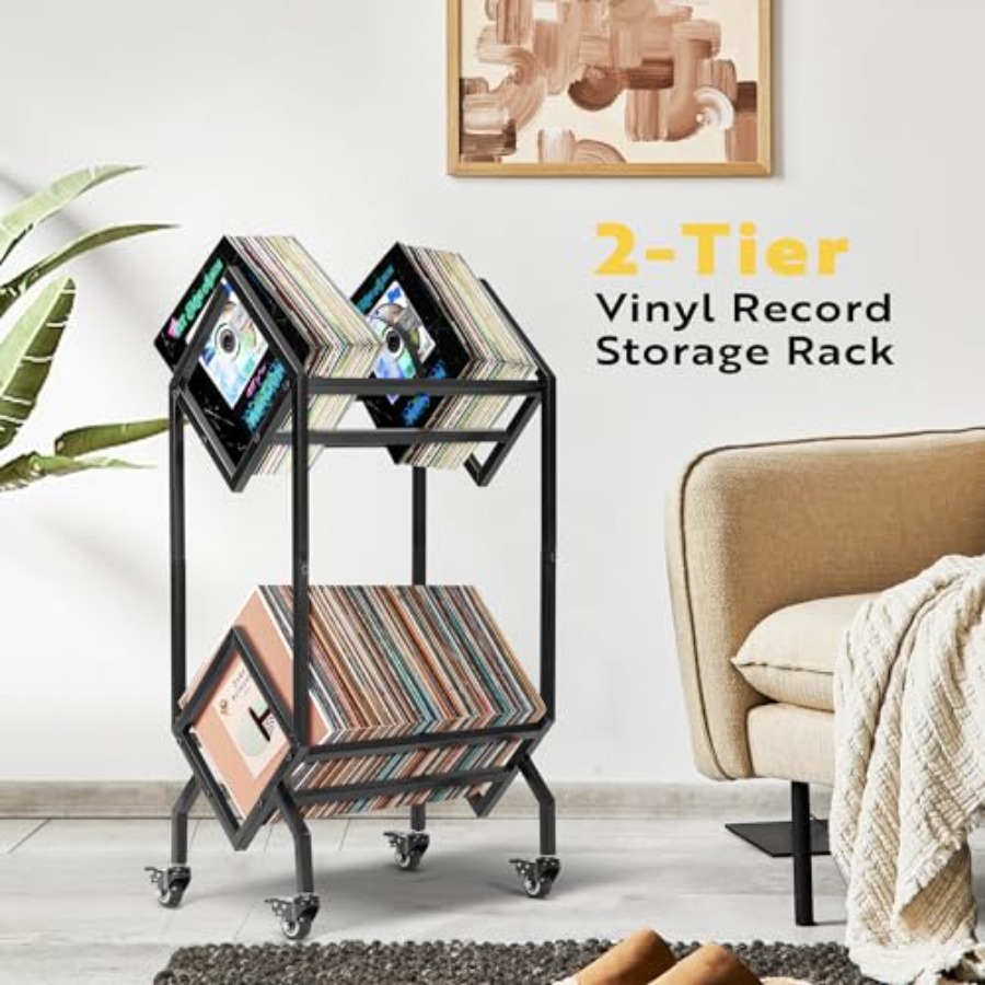 Vinyl Record Storage Rack, 2 T - Magazine Holder Rack recension och pris