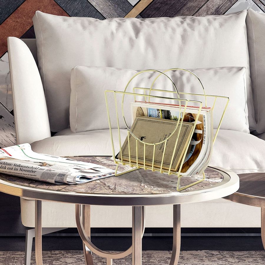 MidCentury Brass Plated Metal  - Magazine Holder Rack recension och pris