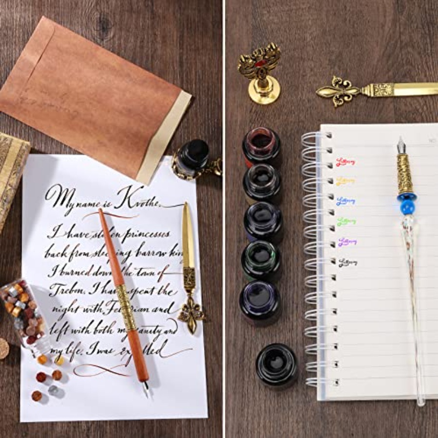 Quill Feather Pen and Ink Set  - Wax Seal Stamp Set recension och pris