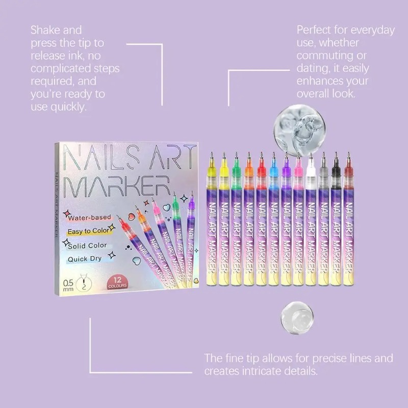 12Pcs/Set Multicolor Nail Art  - Correction Pen Fine recension och pris