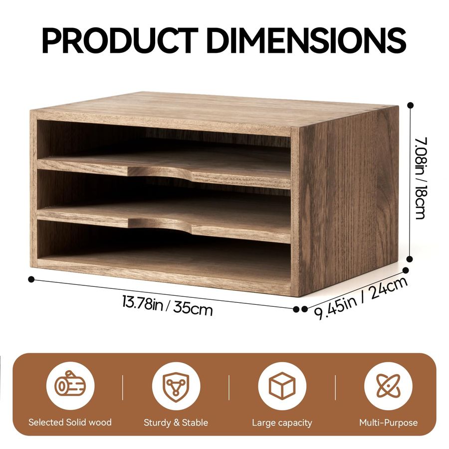 Wooden Desktop Organizer Paper - Magazine Holder Rack recension och pris