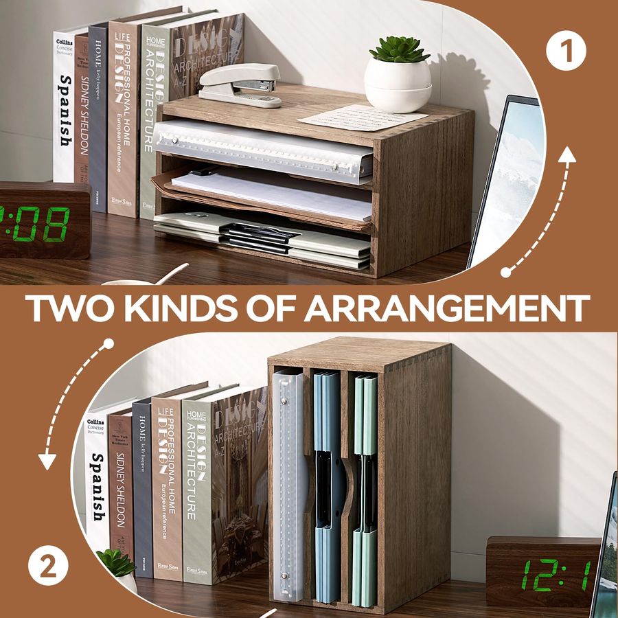 Wooden Desktop Organizer Paper - Magazine Holder Rack recension och pris