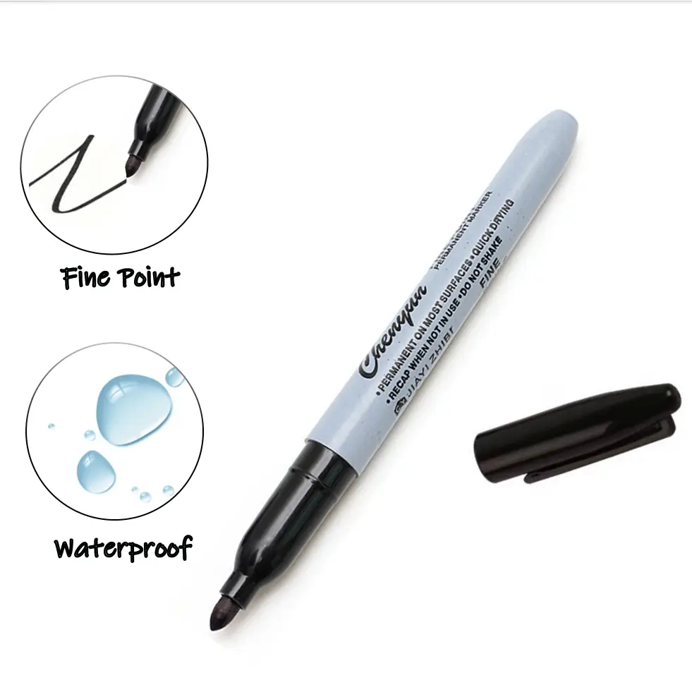 12pcs Black Permanent Marker P - Correction Pen Fine recension och pris